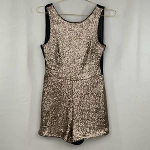 Jealous Tomato | Gold Sequin Short Pantsuit, Size M